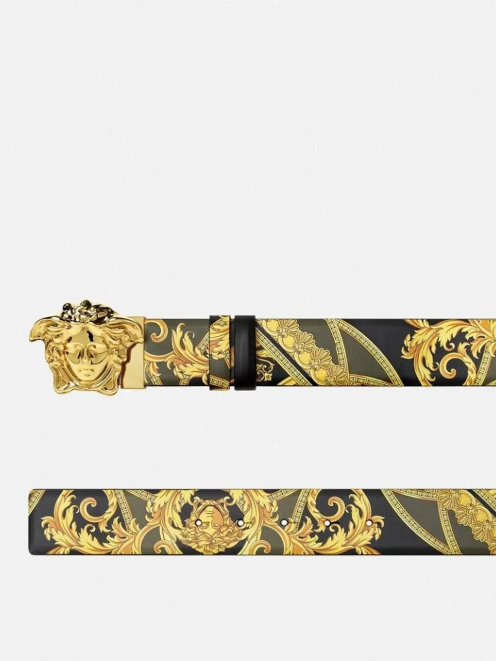 Versace Black | Barocco Reversible Leather Belt 95 IT 38 US W/ Box & Dust Bag - Picture 2 of 7